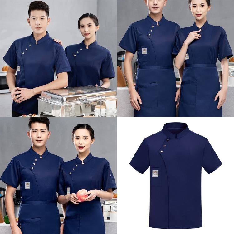 Unisex Arbeitsjacke Küche Kurzarm Knopfleiste Leicht Kochjacke Restaurantbekleidung