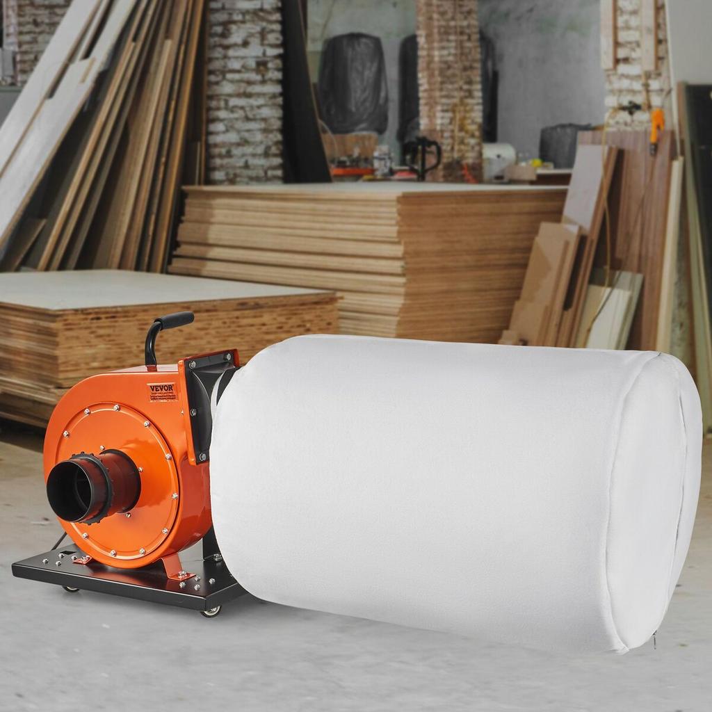 Dust Collector, 1HP 460 CFM Air Flow, Rolling Dust Collector with 21-Gallon Dust Collection Bag, 2.5 Micron Bag Filtration, Industrial Workshop Mobile