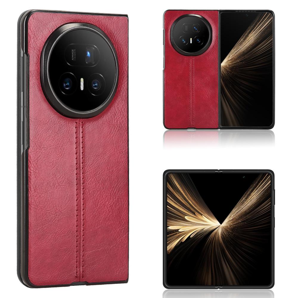 For Honor Magic V5 5G Case Stitching Line PU Leather Coated PC Phone Cover