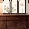 Chinese Lotus Retro Desktop Ornament: Decorative Painting for Tea Room or Home Entryway Cabinets