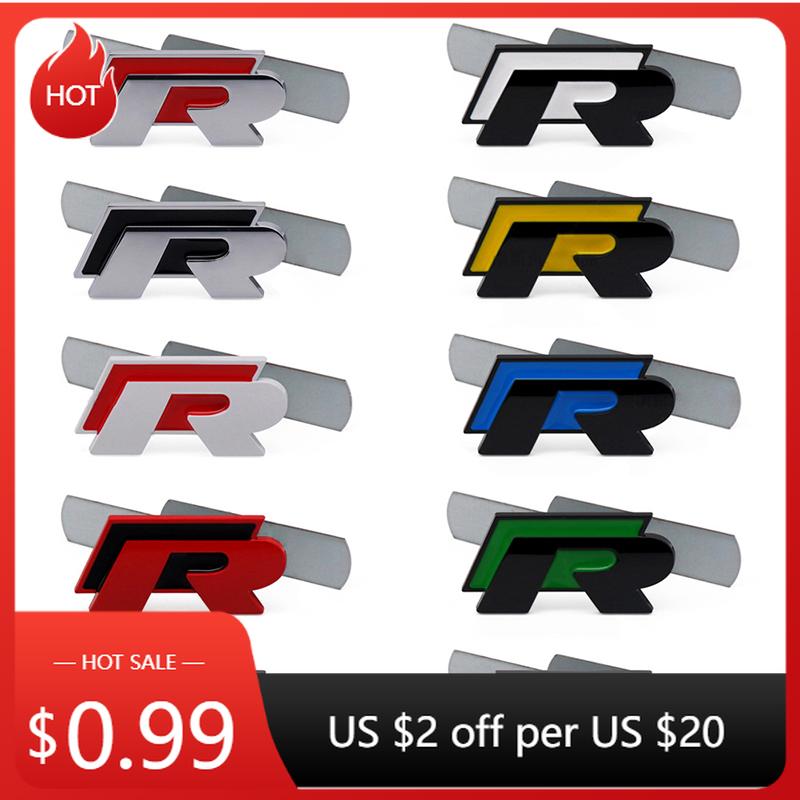 Für VW VOLKSWAGEN 2026 Neues 3D Metall R Kühlergrill Emblem Abzeichen R line Kühlergrill Aufkleber Für Volkswagen VW R Rline Bora Golf GTI Polo Tig