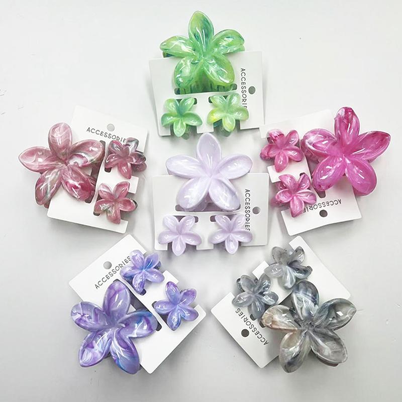 3Pcs Colorful Gradient Color Flower Hair Claws Sweet Barrettes  Shark Clip For Women Girls Beach Hair Accessories Gifts