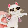 Dancing Kitten Shape Versatile Brooch Zinc Alloy White 1 Pc