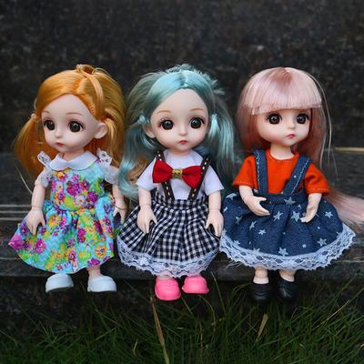 Bjd 16Cm Doll 13 Movable Joints Casual Fashion Princess Clothes Suit Accessories Nude Decoration Multicolor Hair Girl Gift Toy