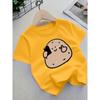 European sizes Girls' Cute Potato Print Short Sleeve T-Shirt - Summer Casual Round Neck Top with French Fries & Ketchup Potato Patterns,
