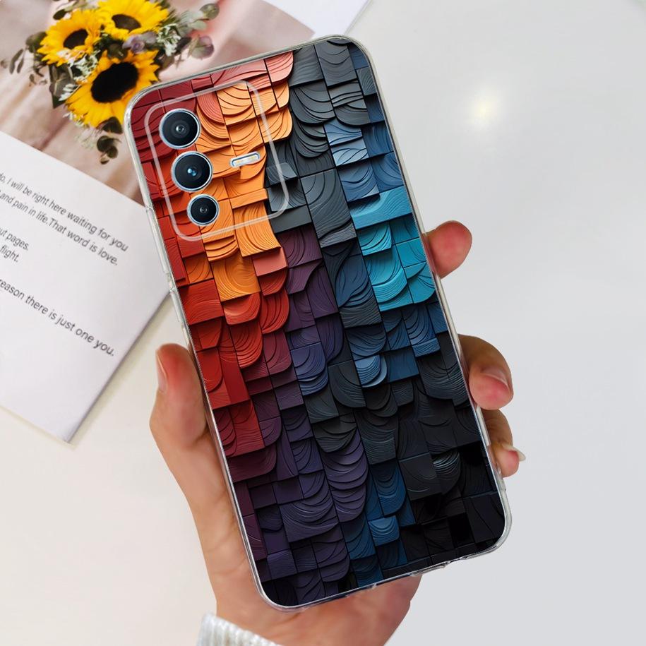For Vivo V23 Pro V2132 Case For Vivo V23 5G V2130 V2303 Cover Fashion Flower Clear Silicone Phone Case For Vivo V23e V 23 Bumper
