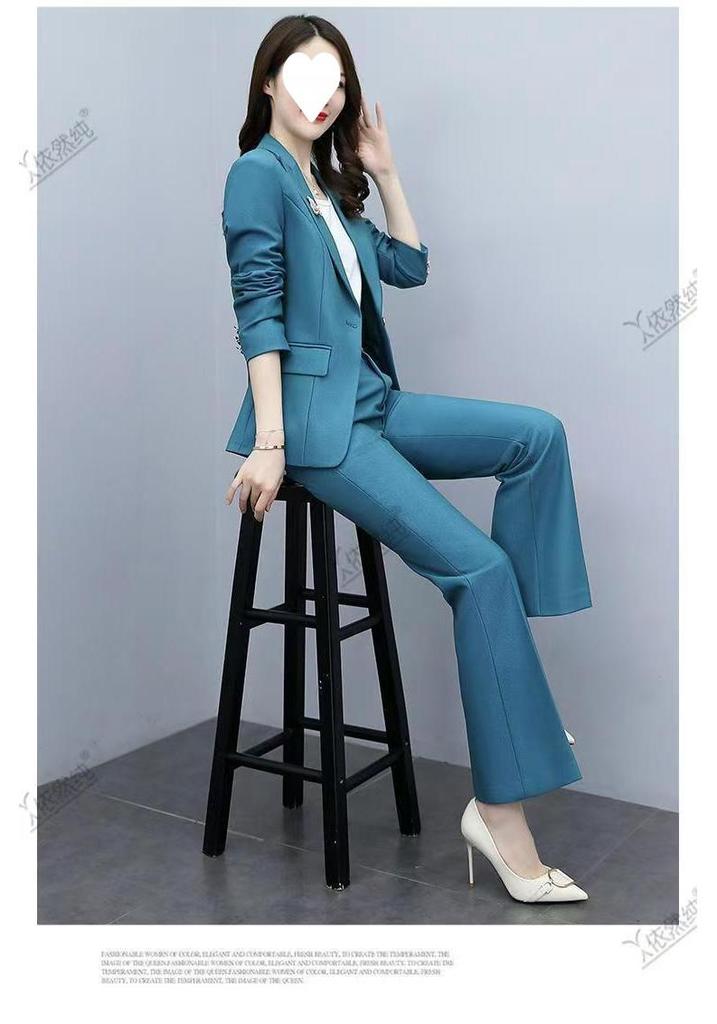 Spring 2025 Slim Fit Fashion Suit: Women's Two-Piece Set with Micro Flare Pants