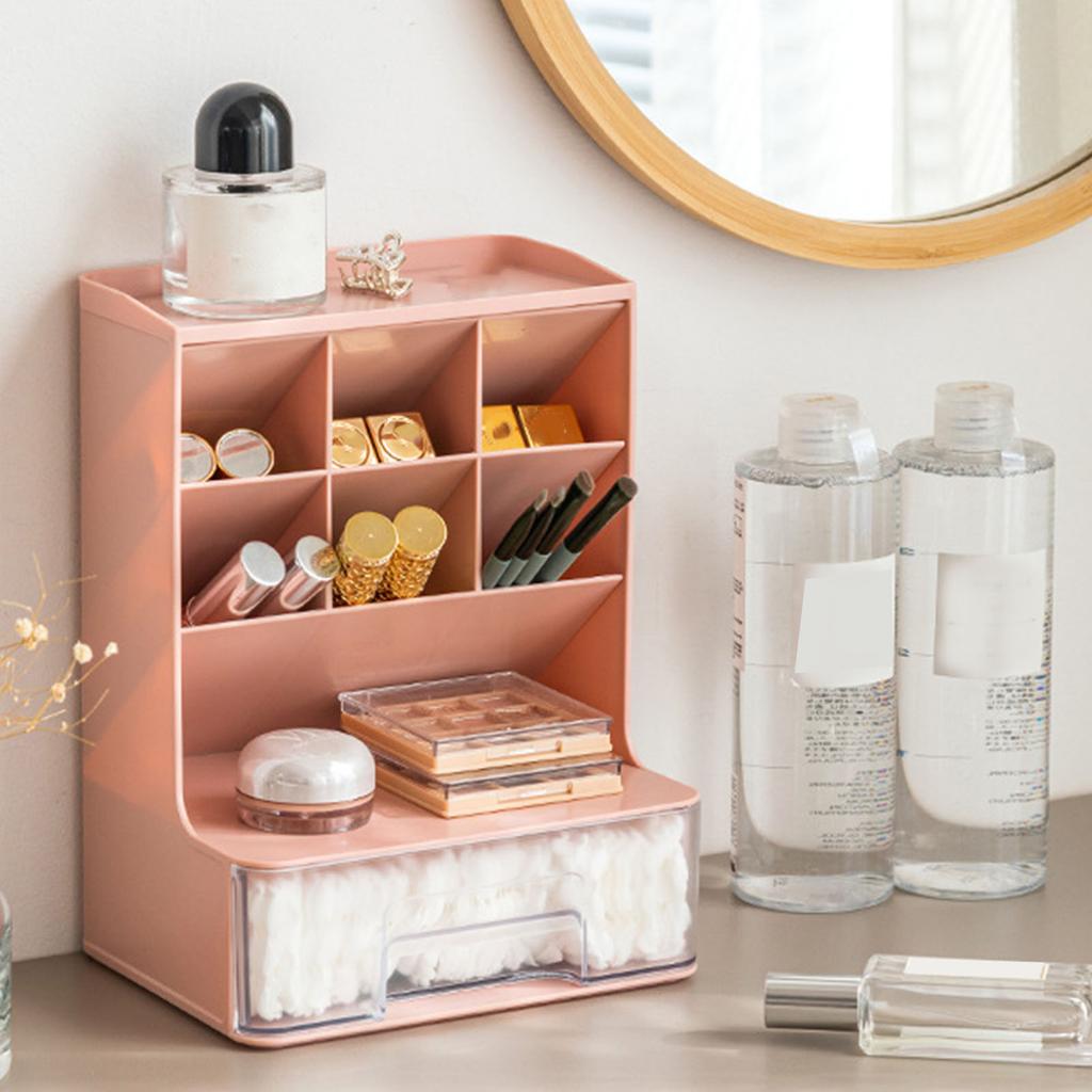Desktop Storage Box Multi Compartments Pencil Sundry Holder with Drawer Plastic Stationery