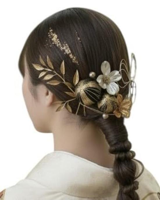 

[Lomeri] Artificial Flower Hair Ornament for Coming-of-Age Ceremony, Graduation Ceremony, Furisode Kimono, Wedding, Japanese Traditional Clothing G65