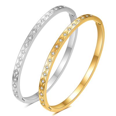 Nova pulseira oval de 4 mm de fileira única em aço titânio 304 com extremidade aberta
