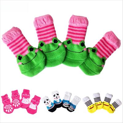 4Pcs Cats Dogs Cotton Warm Anti-Slip Cartoon Pattern Socks