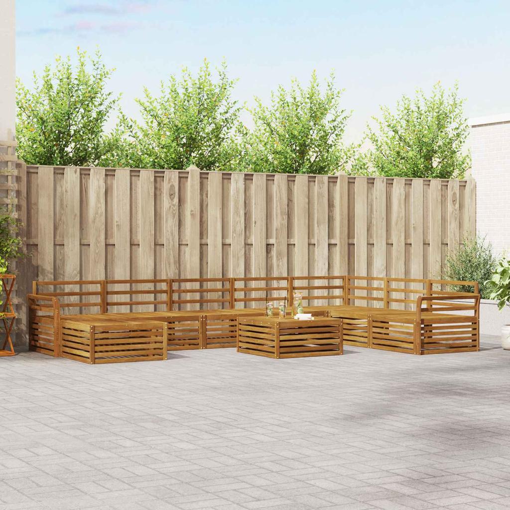 Outdoor Sofa Set 9 Pcs Natural Solid Acacia Wood