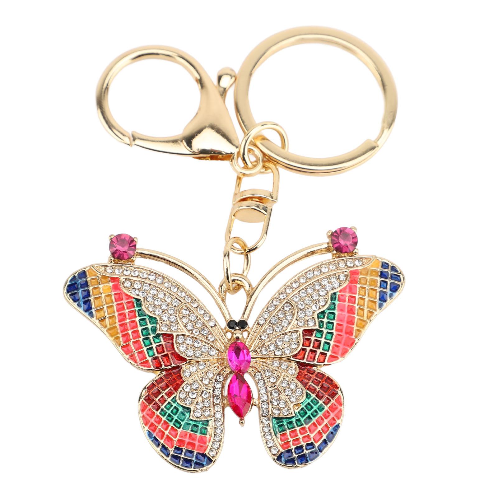 

Брелок-бабочка Сверкающие стразы Милый красочный брелок-бабочка из цинкового сплава для сумок розовый