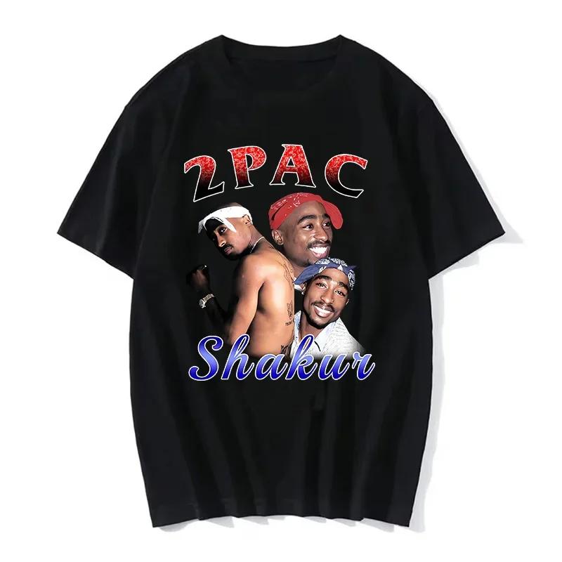 Rapper Tupac Top Streetwear Hip Hop Streetwear Short Sleeve Graphic Print T Shirt Men Women Harajuku Y2K Fashion Loose Oversized Summer New Tee
