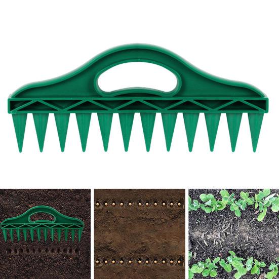 12-Hole Soil Digger Garden Dibber Seeds Spacing Tool Garden Tool for Easy Planting Seeds Raised Bed Planter Box Use