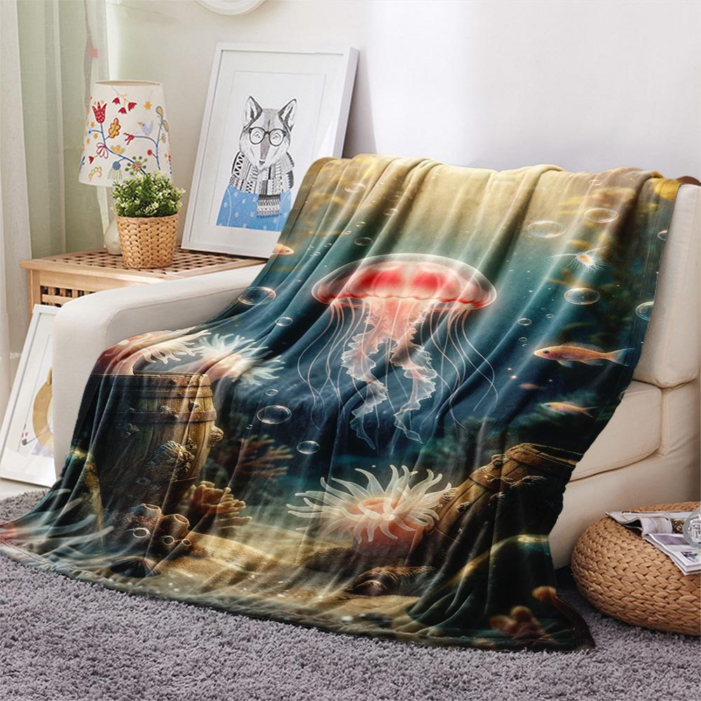 1PC Art Print Decor Print FlAannel Blanket, High quality Comfortable for All Seasons, Home Decor, Warmth and Comfort