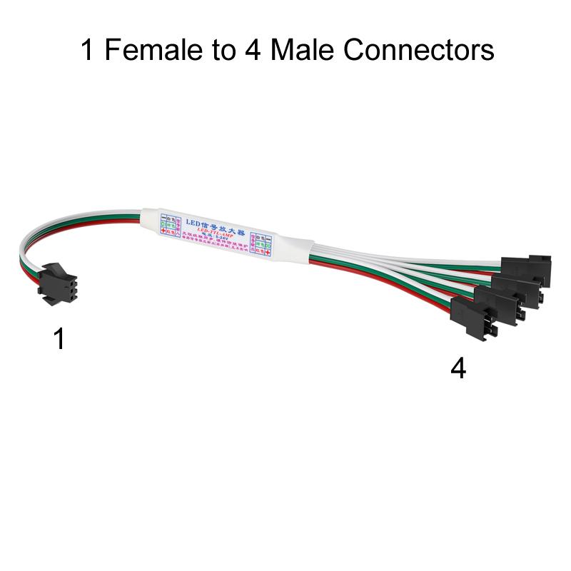 

Mini TTL Signal Amplifier Repeater for WS2812B WS2811 16703 SK6812 3Pin RGBIC Addressable LED Strip String Module 1 TO 4/8 5-24V