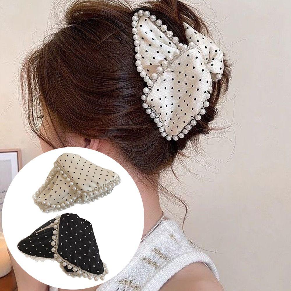 Polka Dot Knot Hair Claws Sweet Style Ponytail Hair Clip Fashionable Hair Clips for Women Girl