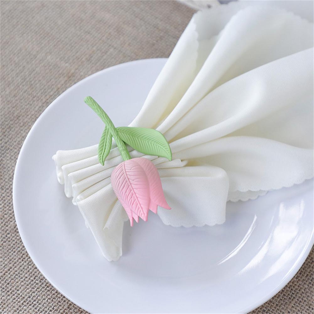 Table Decoration Mori Tulip Flower Alloy Napkin Ring Metal Painted Napkin Ring For Home Dining Party Gift