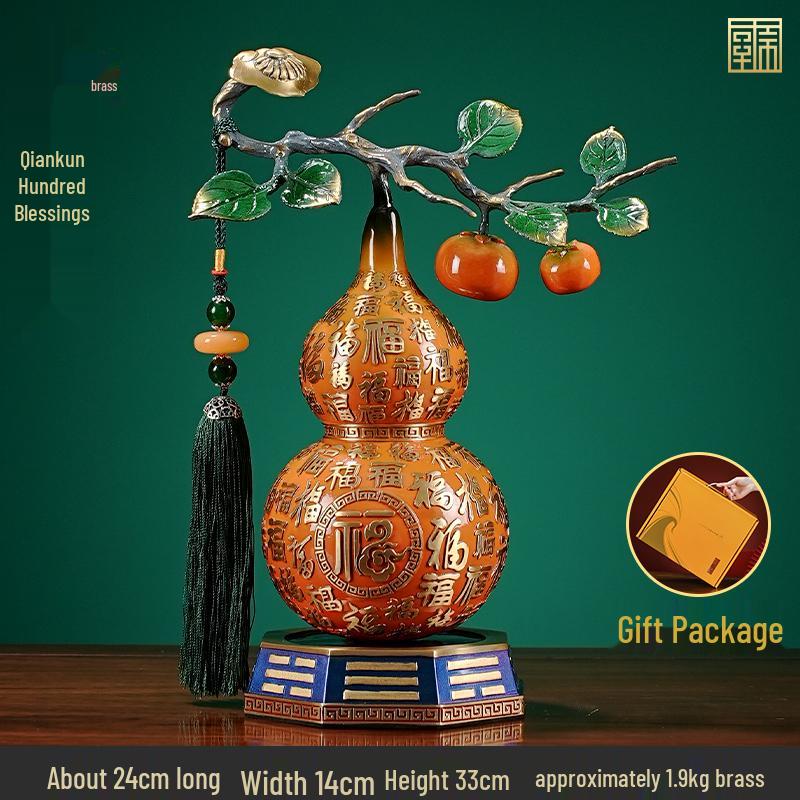 Persimmon Ruyi Gourd Ornament - Chinese Decor for Living Room, Office, or Housewarming Gift