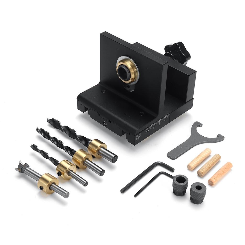 F75570 Adjustable Doweling Jig Woodworking Pocket Hole Jig With 6/8/10/15mm Drill Bit For Drilling Guide Locator Puncher Tools 3 In 1
