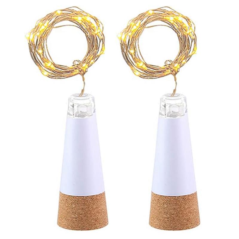A84E-2PCS LED Cork Bottle Fairy Lights USB Powered Battery Operated 2M 20 Leds For Home Kitchen Party Decor