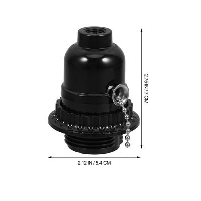 Black Base Pull Chain Lampholder Full Thread Wooden Socket Lamp Holder Lamp Bases Adapter Pull Chain Light Fixture Ceiling