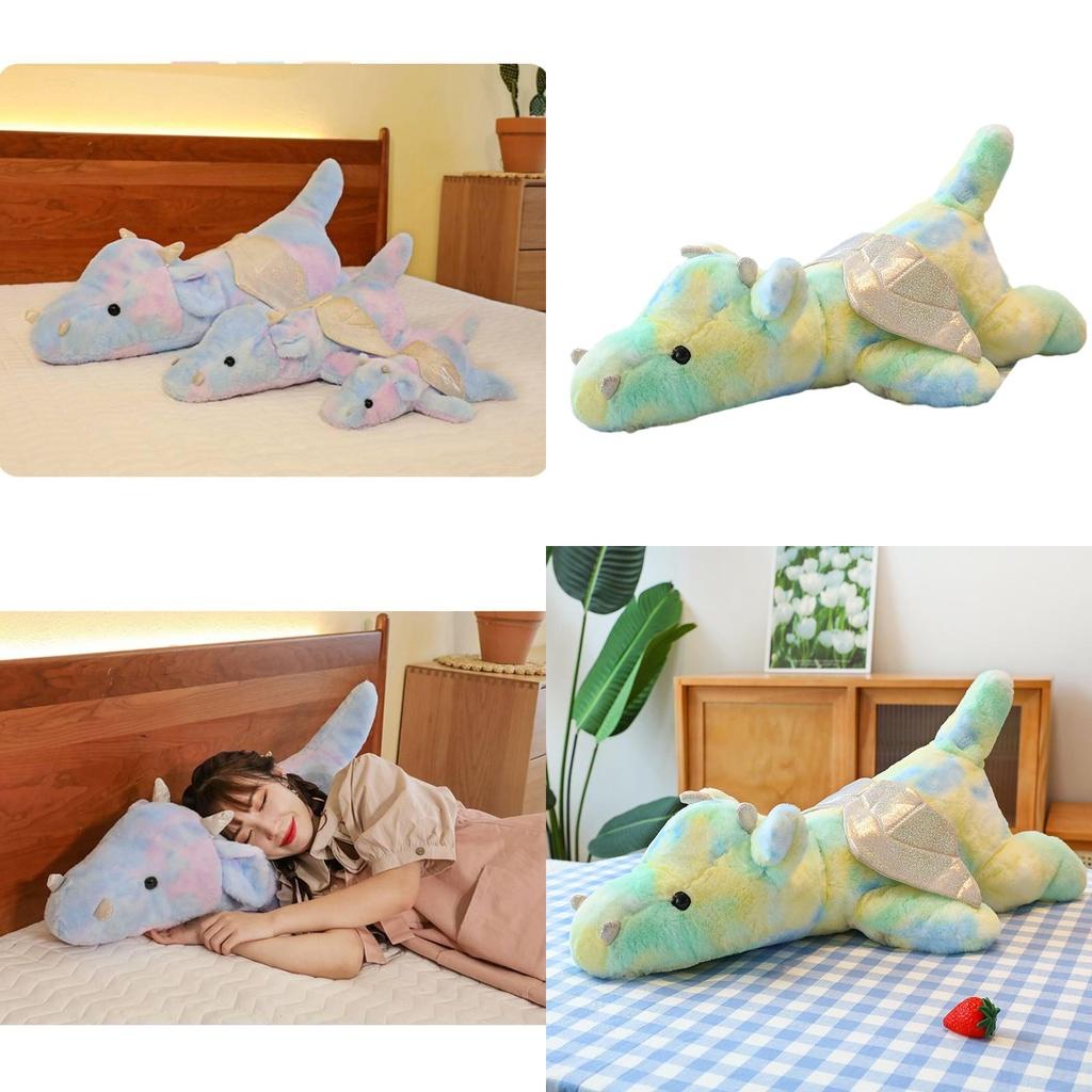 Popular Cartoon Style Tie-dye Dragon Plush Toy Pillow Wholesale Perfect Birthday Gift