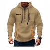 Men's Half Zip Hoodie Multi Pocket Casual Outdoor Sweatshirt with Contrast Zippers