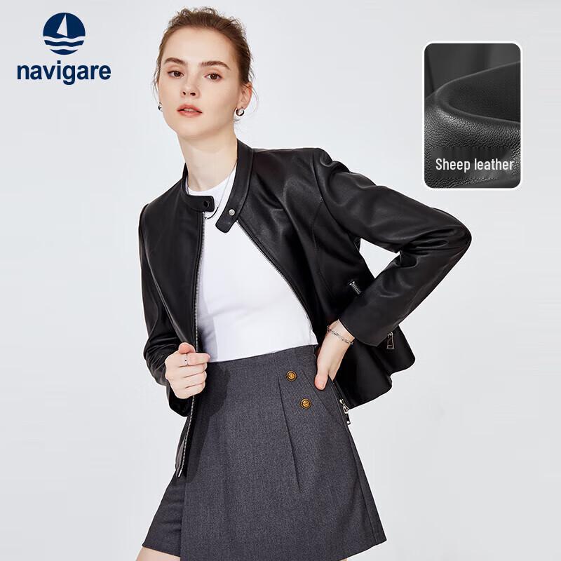 Navigare Women's Biker Style Short Leather Jacket