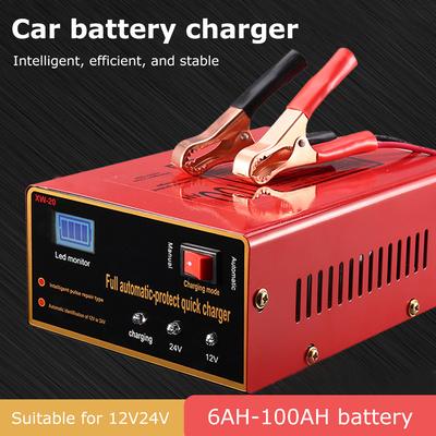 Car Battery Charger Full Automatic LCD Display Multiple Protections for Repair Car Maintainer Protect Quick Charger 12V/24V 120W