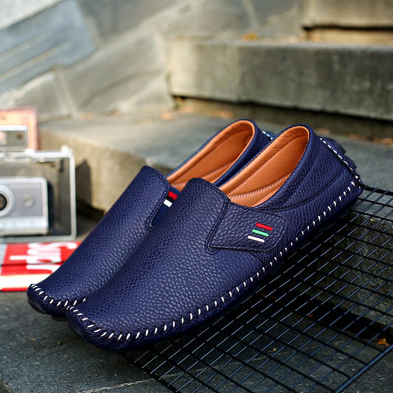 Four Seasons Men's White Breathable Leather Slip-On Driving Shoes