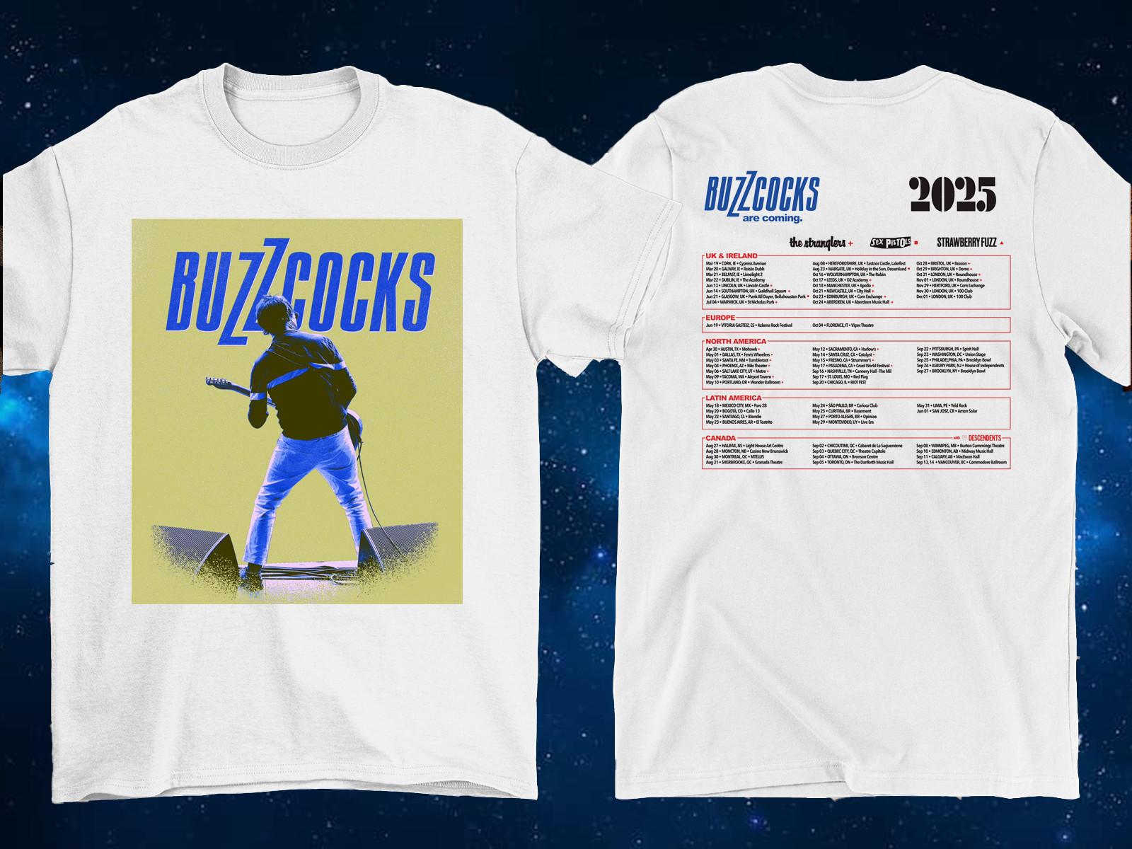 2 Sides Buzzcocks are Coming 2025 Tour Shirt White Unisex S-5XL EM1248 Unisex T-Shirt L