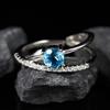 S925 Sterling Silver Natural Topaz Ring Women'S Color Treasure Index Finger Ring