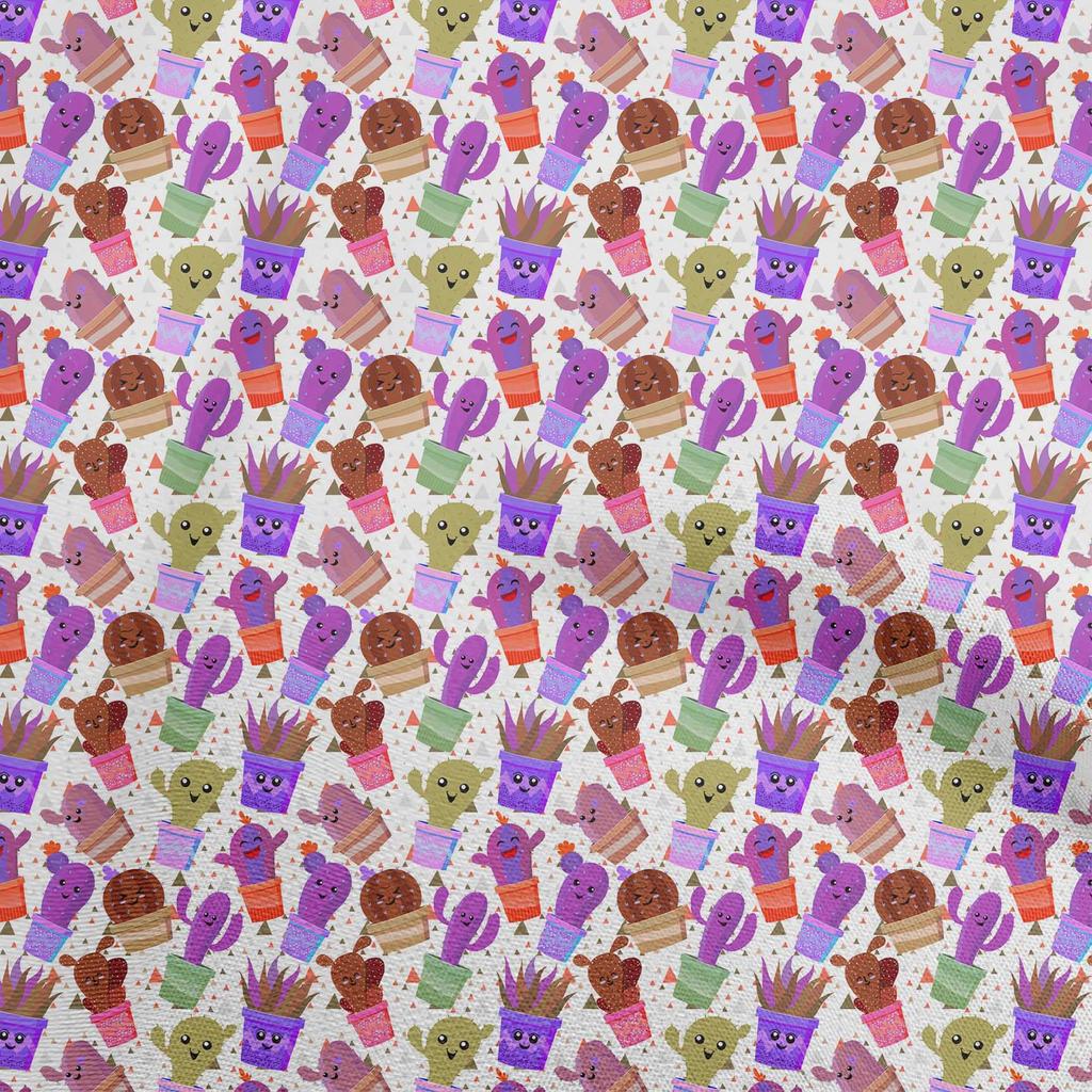 oneOone Baumwoll-Flex Staubiges Türkisgrünes Gewebe Asiatischer Kawaii Kaktus Mit Geometrischem Stoff Zum Nähen Gedruckter Bastelstoff Pro Meter 40 Zoll