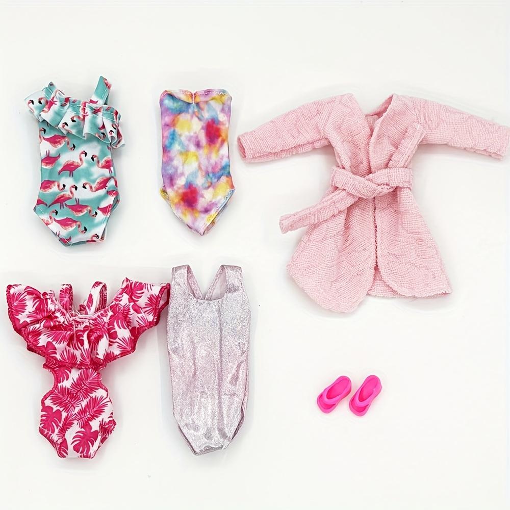 Ensemble de 6 pièces de vêtements pour poupée fille de 11,5 pouces, Maillots de bain, Peignoirs, Pantoufles, Accessoires de poupée à la mode, Jouets d'habillage mignons