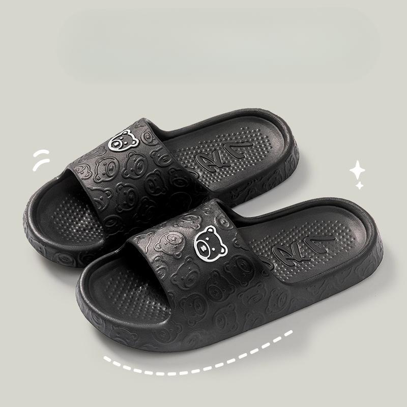 Unisex EVA Bear Pattern Slippers Indoor Non-slip Soft Sole Bathroom Slides Beach Holiday Platform Slippers for Couples Pantuflas