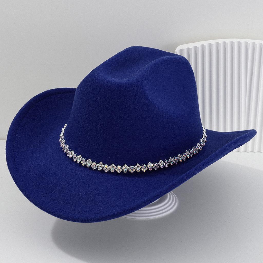 New light luxury top hat British cowboy hat Rhinestone gemstone accessories hat strap hat Panama hat