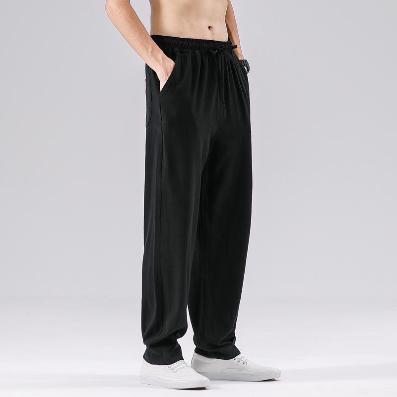 Men's Plus Size Cotton Linen Casual Pants - Chinese Style (2021 Autumn/Winter)