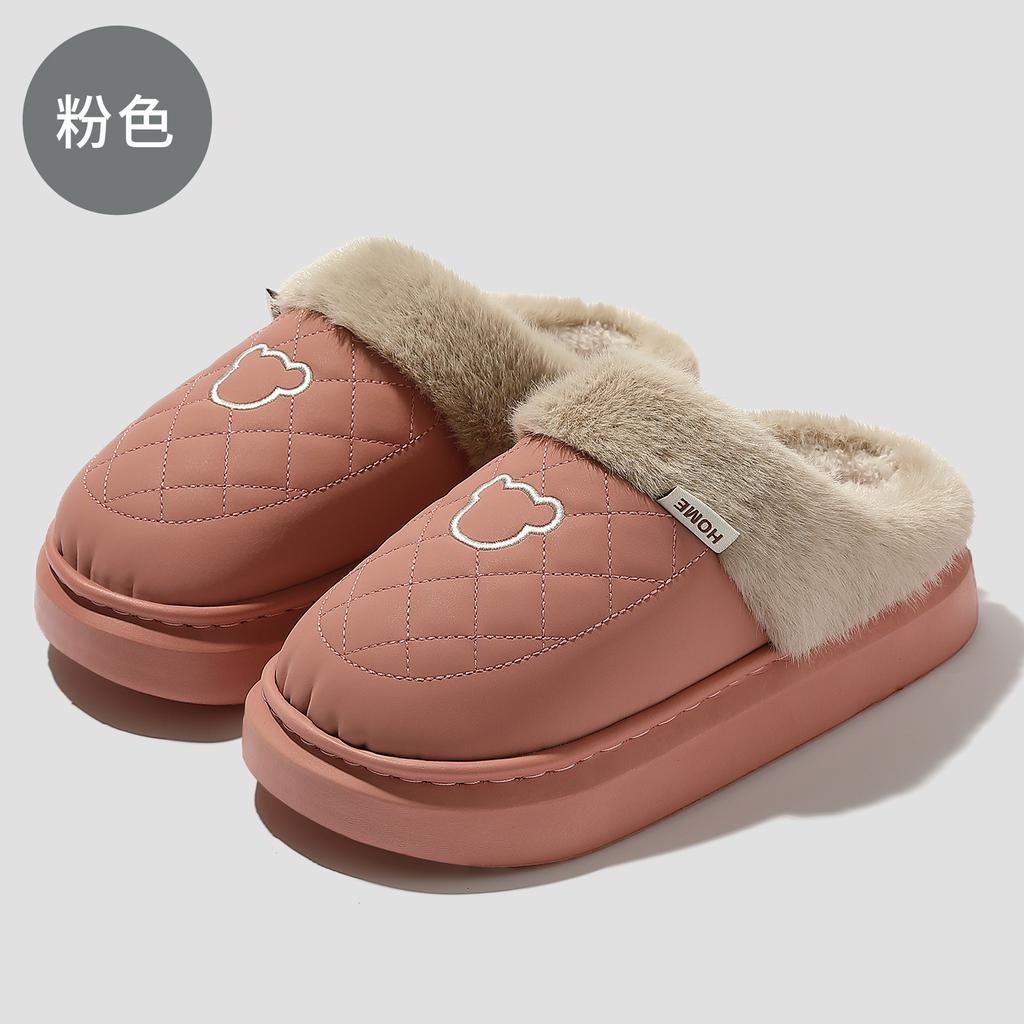 Waterproof Cotton Slippers Winter 2025 New Indoor Home Non-slip Household Couple Warm Thick Bottom Cotton Mop