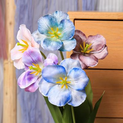 Artificial Opening Tulip with Stem Realistic Fake Silk Flower Home Office Table Centerpiece Faux Flower Branch Floral Arrangement Decoration