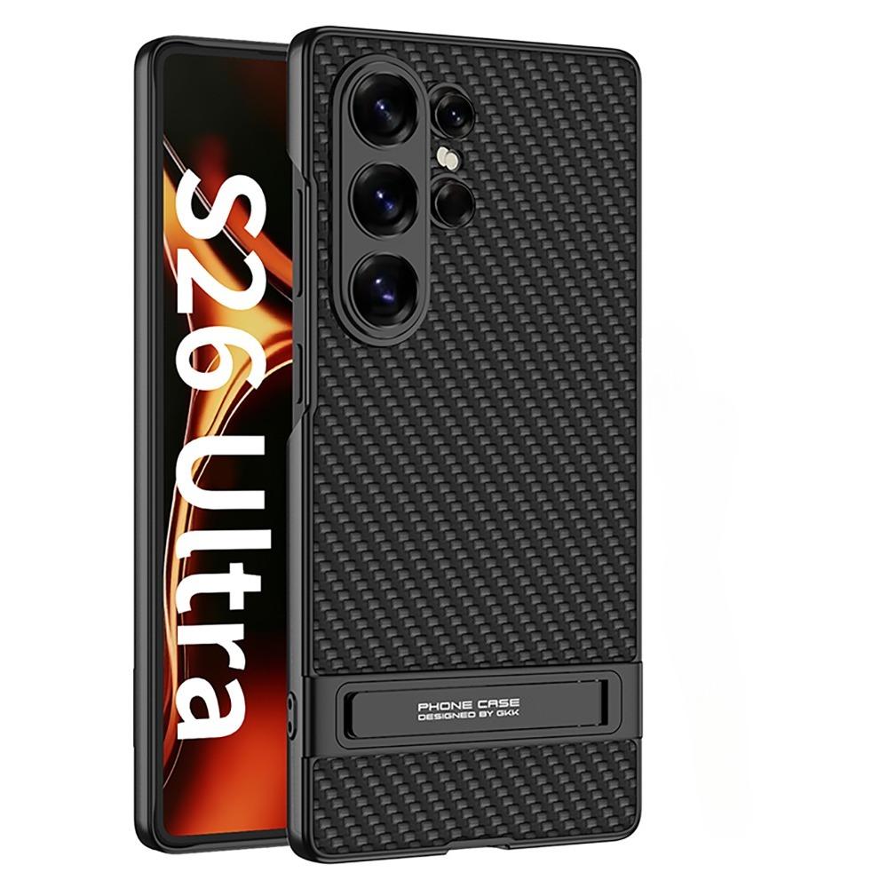 Custodia per Telefono con Supporto Invisibile Elettroplaccato per Samsung Galaxy S26 S25 S24 Ultra Copertura Protettiva Anti Caduta in Pelle Opaca