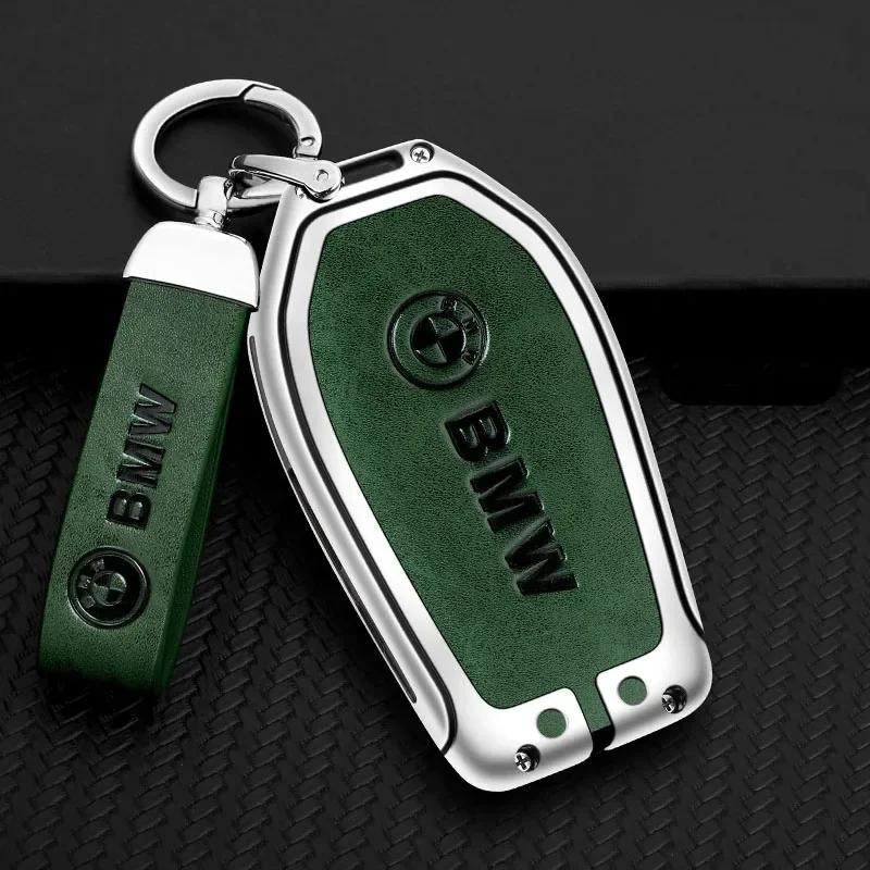 Hot 2025 Alloy Car Key Cover Protect Case Shell Leather Keychain For BMW G08 G38 G28 F52 G26 G02 G01 G07 G06 G05 IX3 F40 G30 G20