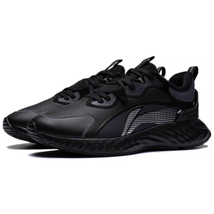 New LiNing Cloud Shield Cushioning Anti Slip And Wear Resistant Low Top Casual Shoes Men's Black AGLS219-1