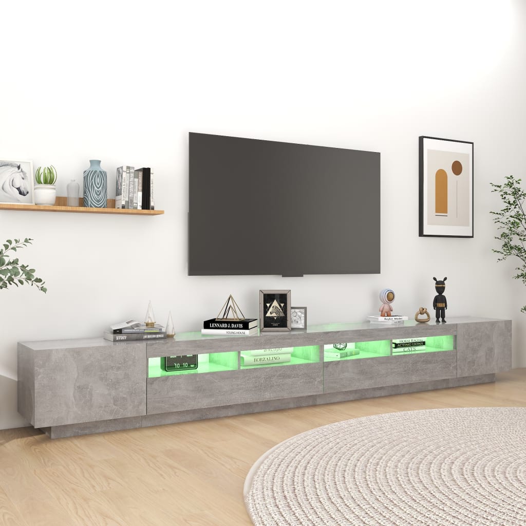 Vidaxl Szafka Pod Tv Z Oświetleniem Led, Szarość Betonu, 300X35X40 Cm
