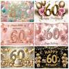 60 Jaar Achtergrond Benodigdheden Gouden Roze Ballonnen Glitters Achtergrond Banner 60e Verjaardagsfeest Decoraties Fotografie Props