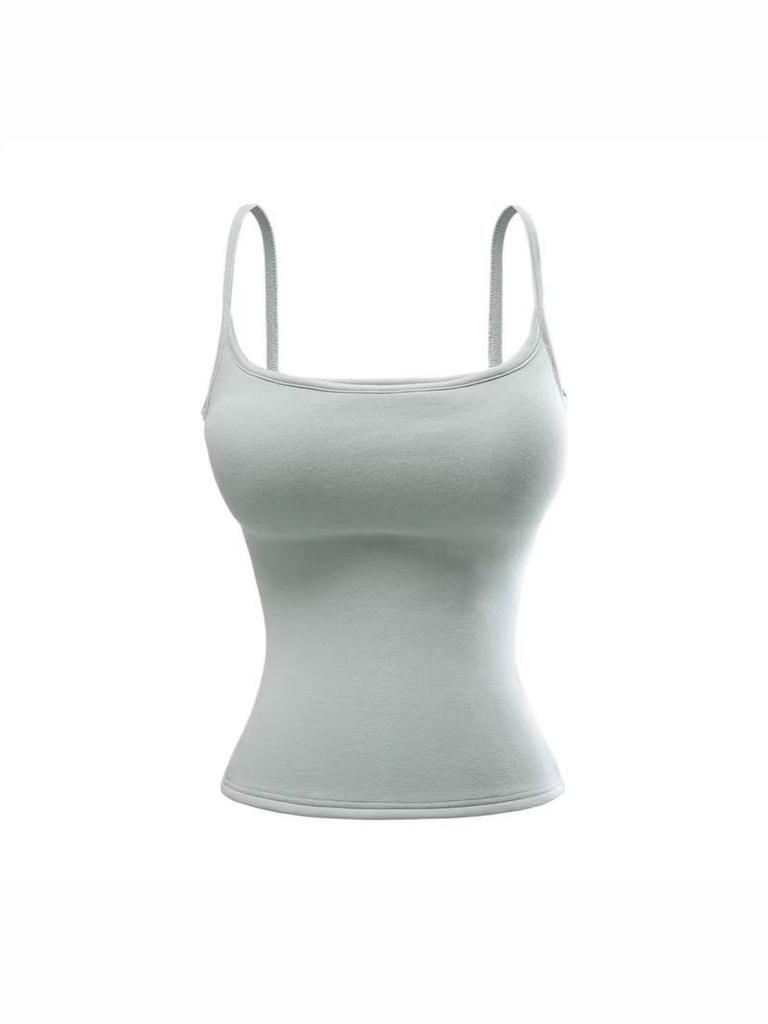 Canotta Calda in Pile da Donna Stile Spicy Girl: Top aderente, elasticizzato, senza maniche con coppe al seno per Autunno/Inverno
