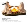 Cute Ghost Campfire Figurine Roasted Marshmallows LED Ornament, Durable Resin Halloween Desktop Decorative Lighted Night Light Craft, Warm for