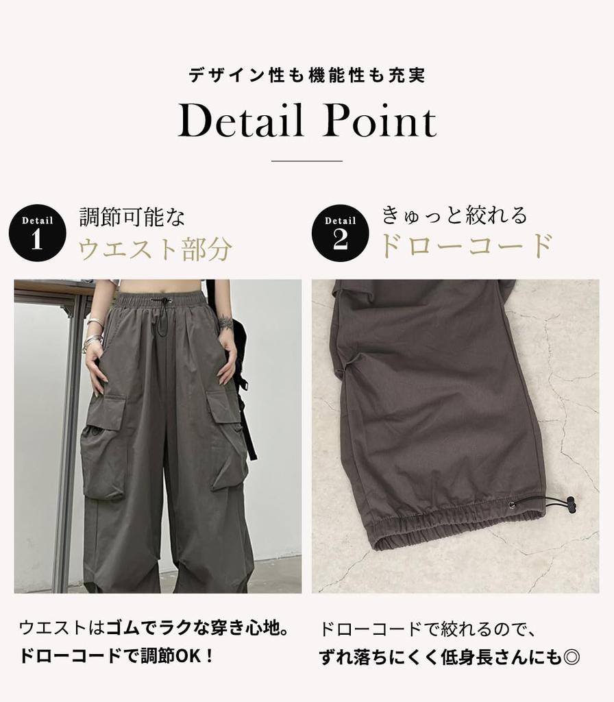 Teddy Cargo Loose Wide Cropped Street Pants510 Women's Pants, Fit, Leg, Lightweight, Length, Style, Spring/Autumn, (M, Black)