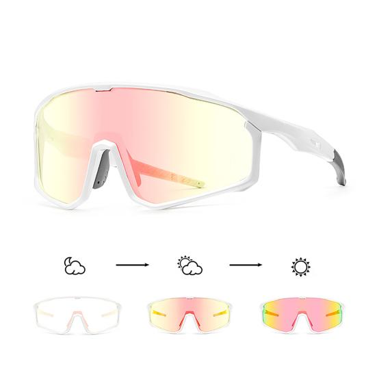 Photochromic Polarized Cycling Glasses, UV Protection Windproof Sports Sunglasses, Lightweight Men Women Safety Eyewear for Mountain Bike Running